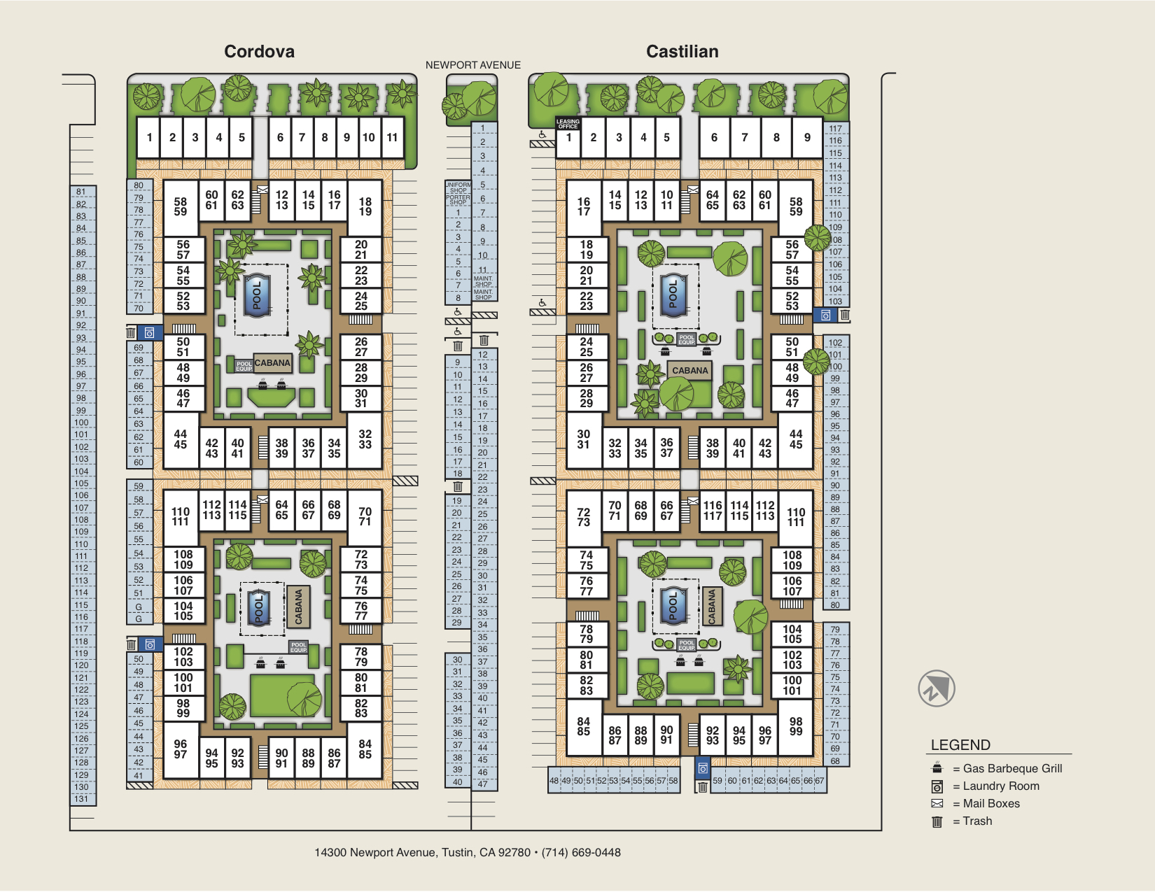 Castilian and Cordova Apartment Homes site map